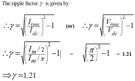Derive Expression For Ripple Factor