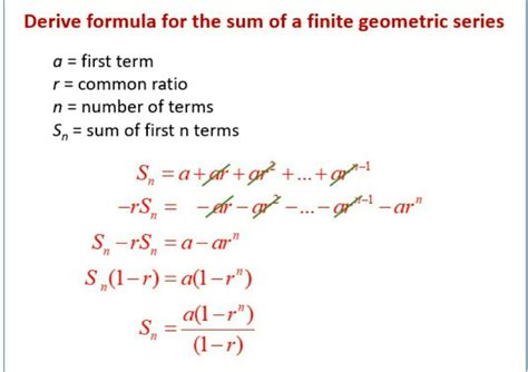 derive formula for finite geometric series