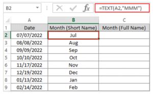 derive month name from date in excel