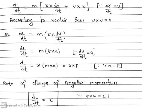 derive relation between torque and angular momentum class 11 physics