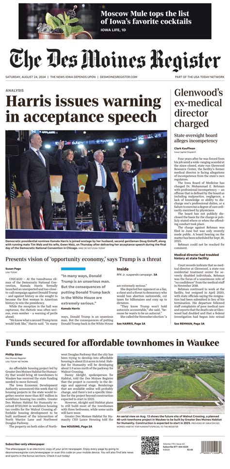 Des Moines Register Cost