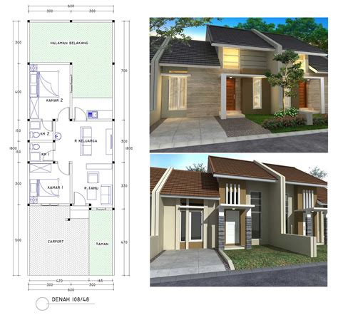 Desain Rumah 3 Kamar Tidur Lebar Muka 6m Cek Bahan Bangunan