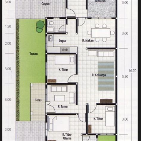 Desain Rumah 7X15 4 Kamar Saget Sae