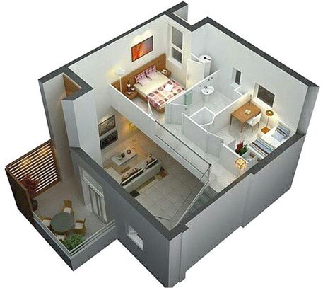 Desain Rumah Minimalis 2 Kamar Tidur 3D