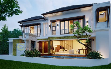 Desain Rumah Villa Bali 2 Lantai Bapak Farid di Depok, Jawa Barat 1 di 2020 Desain rumah