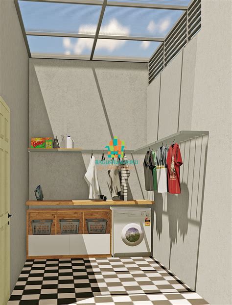 18 Desain Tempat Cuci Dan Jemuran Baju Di Belakang Rumah Yang Meyatu Dengan  Dapur - Rumah