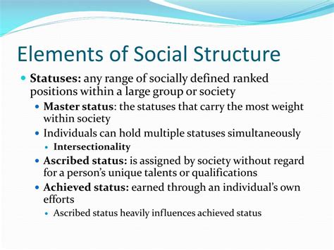 describe the basic elements of social structure