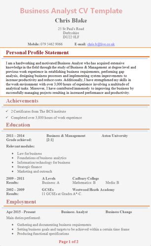 description examples for cv