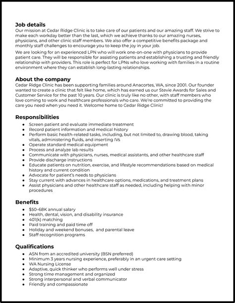 Nurse Job Description