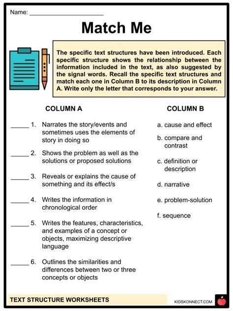 description text structure worksheet pdf