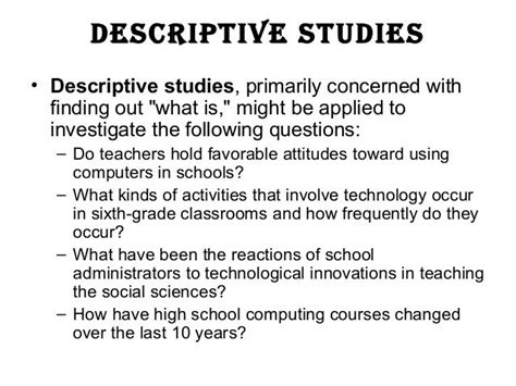 descriptive research examples in school