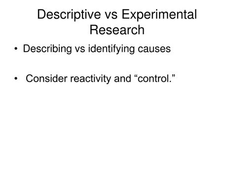 descriptive vs experimental