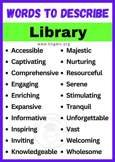 Descriptive Words For A Library