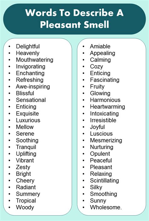 Descriptive Words For Smells