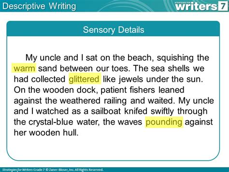 descriptive writing examples class 6
