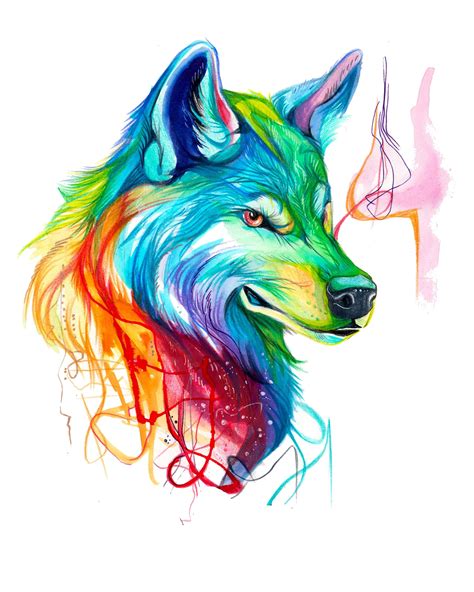 desenho de lobo colorido