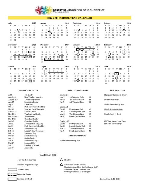 Desert Sands Unified School District Calendar 2024-25