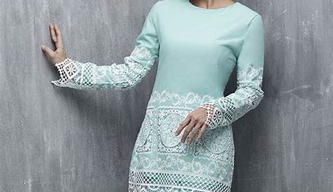 Baju Kurung Lace Dominique – Aqua Green – MuslimahClothing.Com