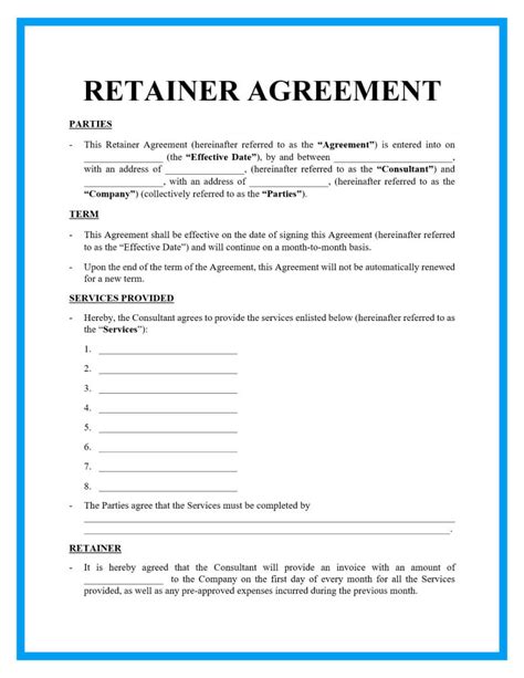 Retainer Agreement Template Google Docs, Word, Apple Pages