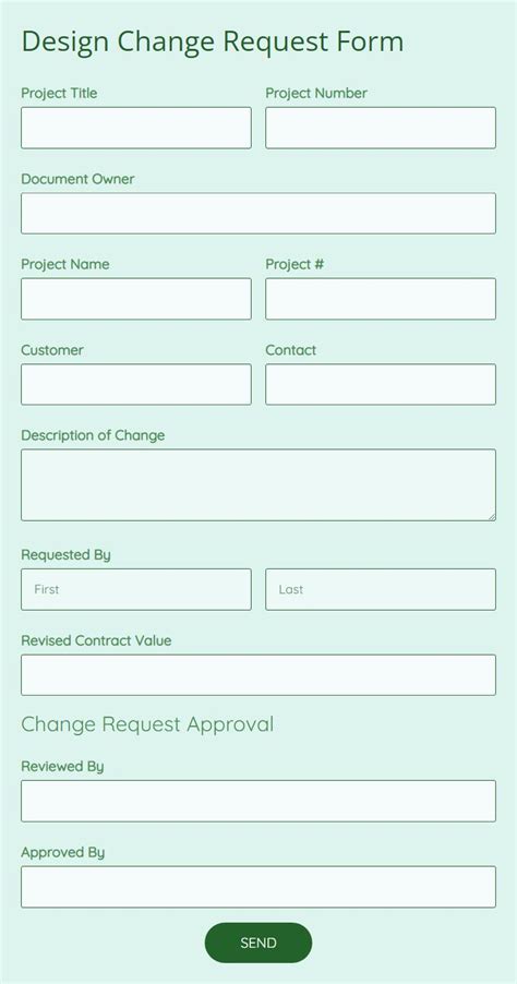 design change request form template