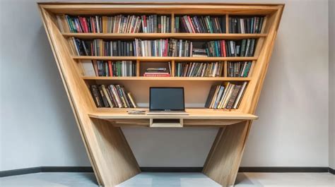 Design Of Bookshelf With Study Table Attached