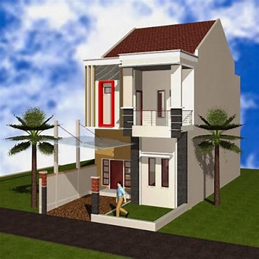 design rumah 6x9 2 lantai - warna cerah dan finish permukaan solid