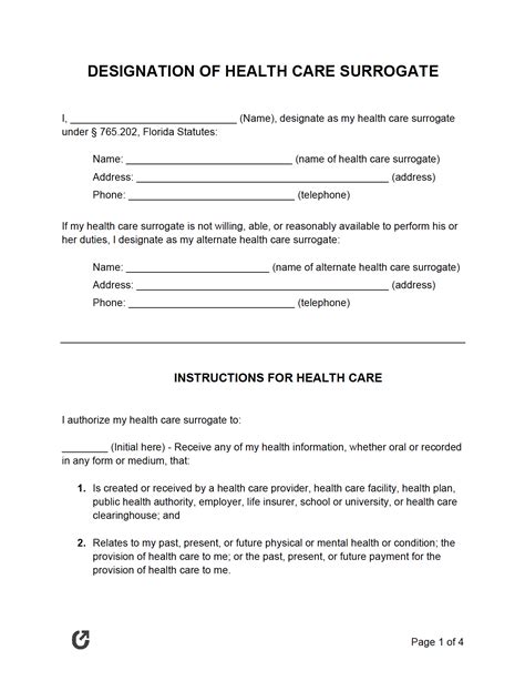 What Is A Health Care Surrogate Designation Form In Florida?