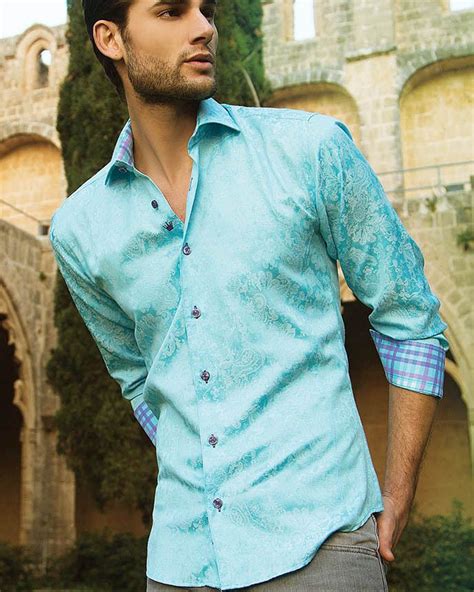 Bertigo Shirt Bale 55 Aquamarine designer shirt for men Menswear