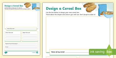 Designing A Cereal Box Worksheet Math