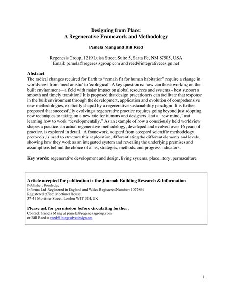 Designing From Place A Regenerative Framework And Methodology