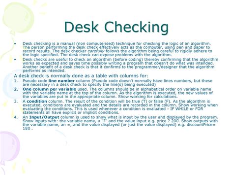 Desk Check Definition In Software Testing