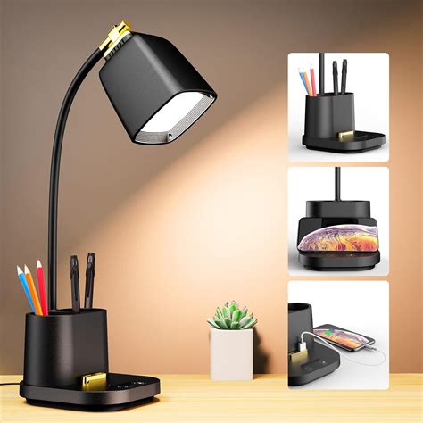 Desk lamp with USB port for space optimization