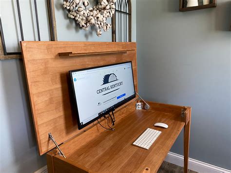 Desk With Hidden Computer Monitor