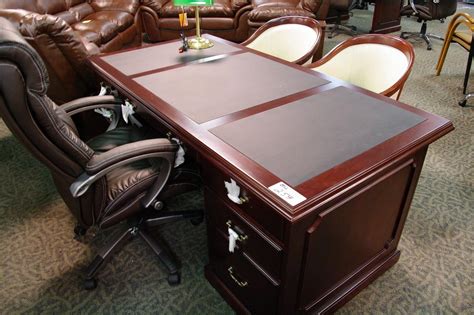 desk with leather inlay