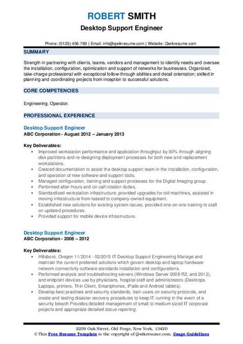 Technical Support Engineer Resume Free Resume Templates