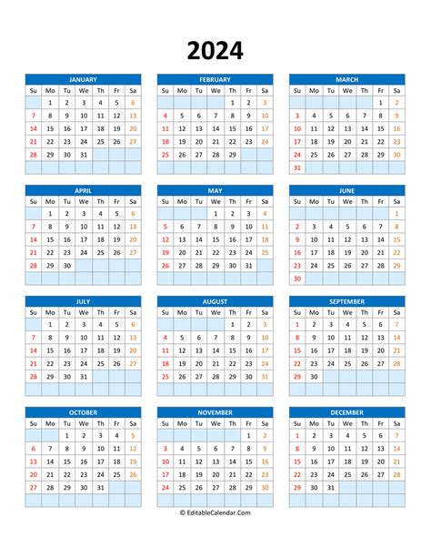 Desktop Calendar Template 2024