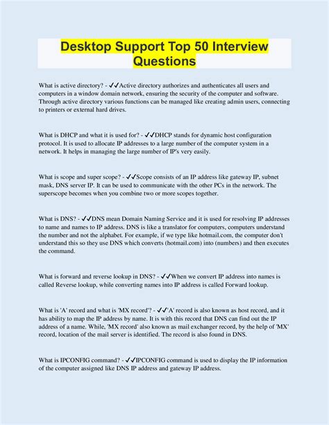 desktop support interview questions and answers for freshers