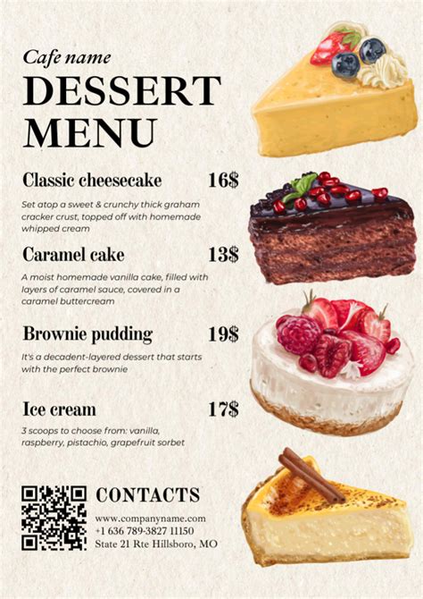 Dessert Menu List