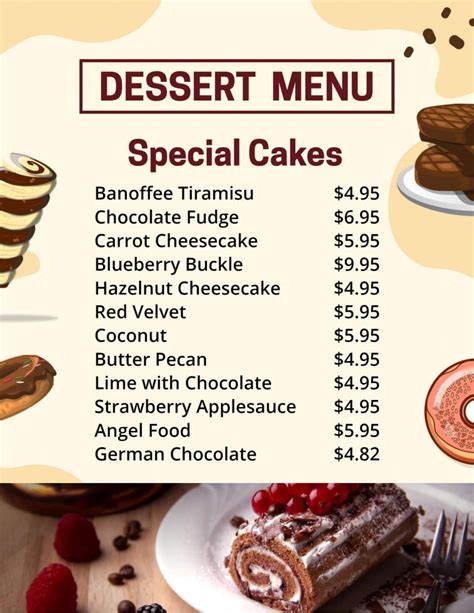 Dessert Menu With Prices