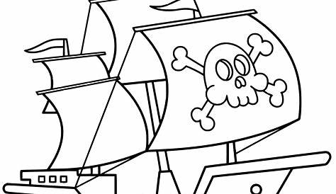 Coloriage Bateau de Pirate maternelle dessin gratuit à imprimer