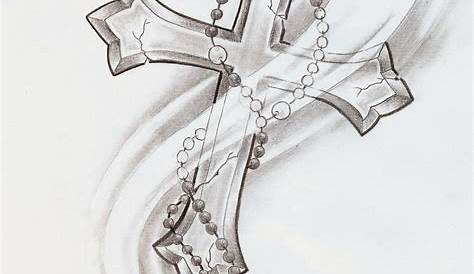 Tatouage temporaire croix et chapelet grand format