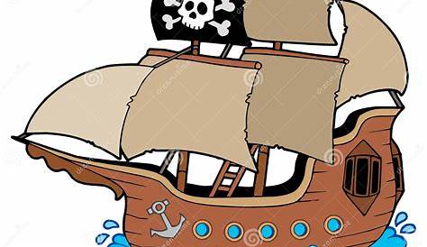 Coloriage Le Bateau Pirate Attaque Un Navire De Marchandises Dessin