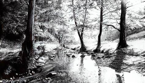 Dessin Paysage Noir Et Blanc Crayon Épinglé Par Jodie Hoskins Sur Art Rivière