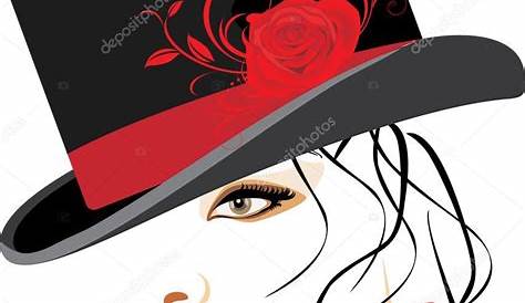 Dessin Visage Femme Avec Chapeau Dans Un Une Rose Illustration De