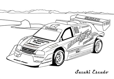 dessin à colorier voiture de rallye