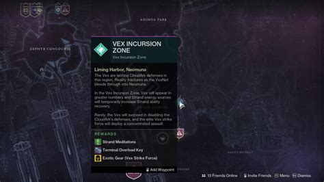 destiny 2 vex incursion zone timer