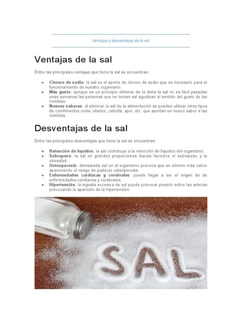 desventajas de la sal