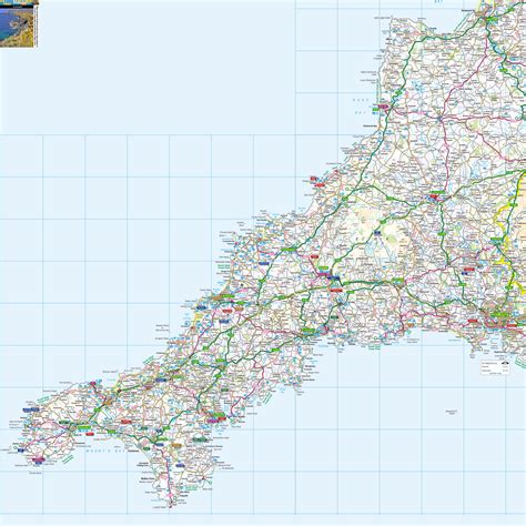 detailed map of cornwall uk