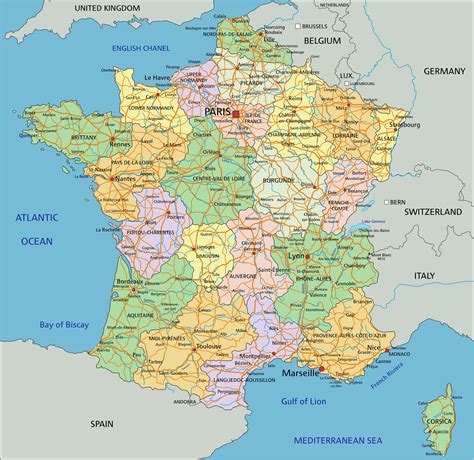 detailed map of france with cities