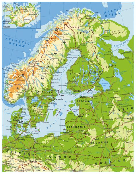 detailed map of northern europe